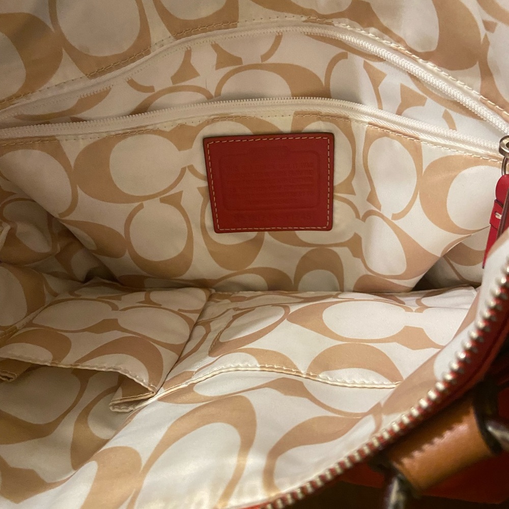 Stained nylon orange tan Coach purse with canvas - Picture 11 of 16